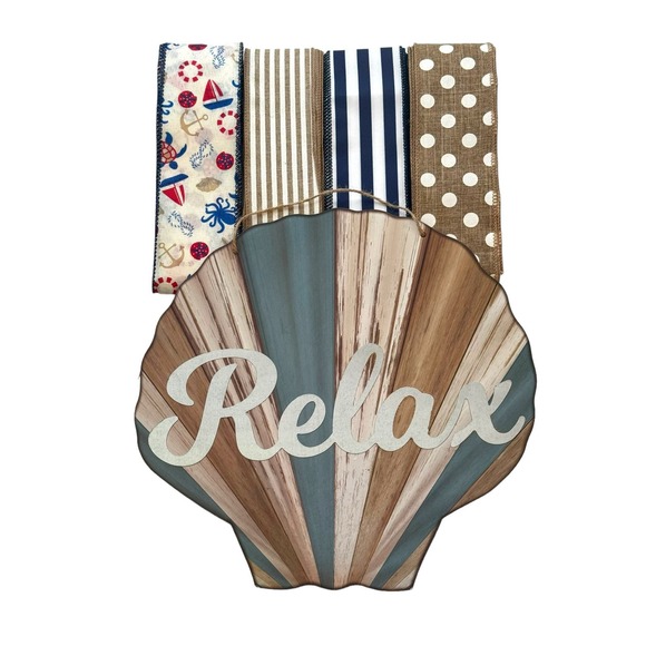 Relax Seashell Summer Sing & Tibbon Bundle, Beach Wreath Supply Kit - Picture 1 of 5